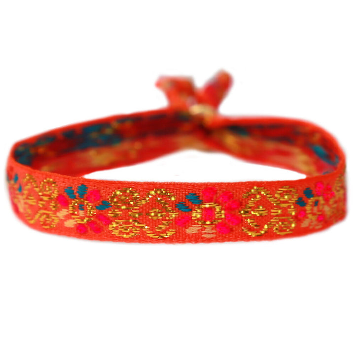 Woven bracelet  flower orange