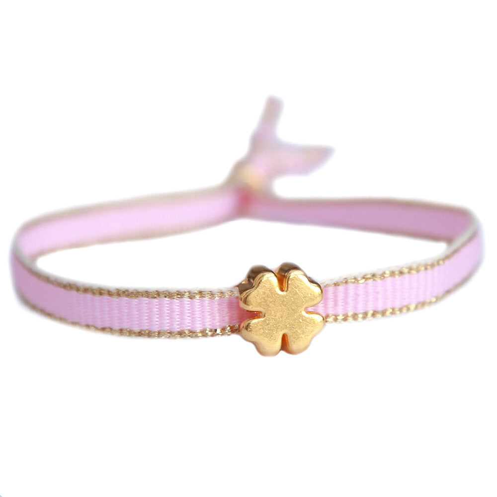 Armband golden clover pink