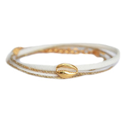 Wrap bracelet white cowrie 