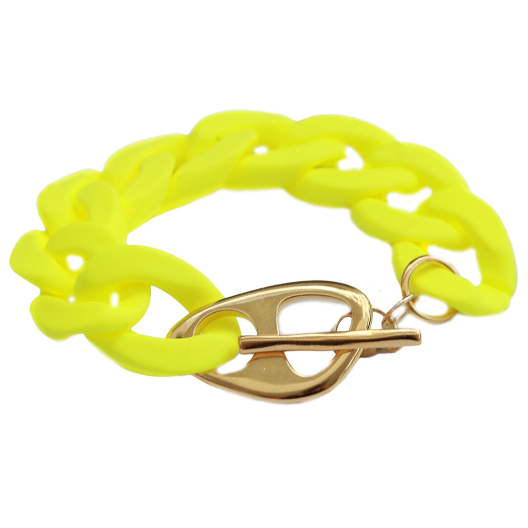 Brazalete cadena amarillo neón